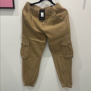 Fashion Nova Tan Cargo Pants with Elastic Waistband